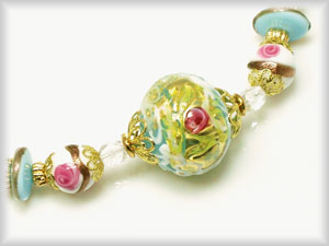 Perles baroque Fiorate en Verre de Murano bleu céleste