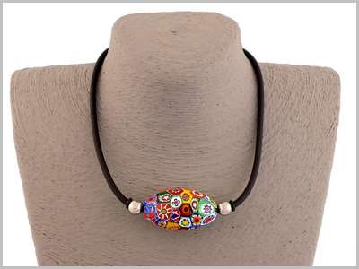 Pendentif Millefiori Murano En Argent Véritable - Verre De Murano - Pièce Unique - Neuf Avec Étags