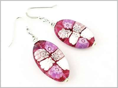 Kelly  Boucles d'oreilles Verre Murano Millefiori