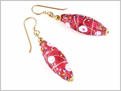 Rosella Boucles d'oreilles Verre Murano